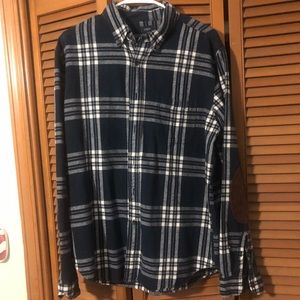 J. Crew Elbow Patch Blue Plaid Flannel Men’s Shirt Size Large L